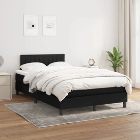 vidaXL Pat box spring cu saltea, negru, 120x200 cm, textil