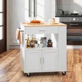 Cărucior de servire cu roți și 3 suporturi pentru condimente pe lateral