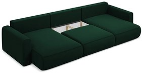 Colțar verde extensibil/cu spațiu de depozitare cu tapițerie din catifea (în formă de "U") Kapua – Makamii