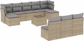 vidaXL Set canapele de grădină cu perne, 11 piese, bej, poliratan