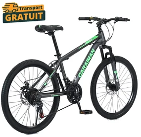 Bicicleta Caraiman, roti 26 inch, cadru otel, frane pe disc, negru cu verde, BC38