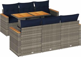 vidaXL Set canapele de grădină, 7 piese, cu perne, gri, poliratan