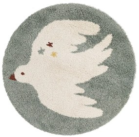 Covor pentru copii verde deschis ø120 cm Bohemian Bird Aqua – Nattiot