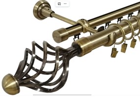 Galerie dubla navona , teava neteda si profil,grosime 25 si 19mm, aur antic (Alege marime: 140 cm)