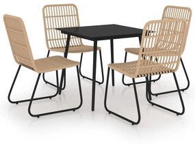 3060232 vidaXL Set mobilier de exterior, 5 piese, poliratan și sticlă