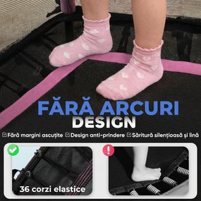 HOMCOM Trambulină Elastică pentru Copii 3-10 Ani cu Intrare cu Fermoar și Bare Căptușite, Ø163,5x190 cm, Roz | Aosom Romania