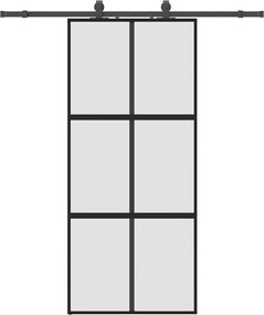 vidaXL Ușă glisantă cu set feronerie neagră 90x205cm sticlă securizată