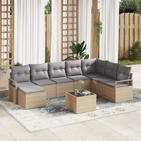 Set Canapea Grădină vidaXL 9 Piese cu Perne Ratan Poli Negru