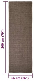 Covor din sisal natural, maro, 66x200 cm Maro, 66 x 200 cm