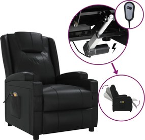 vidaXL Fotoliu de masaj electric, negru, piele ecologică