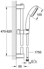 Set de dus cu bara Grohe Vitalio Start 100 negru mat 2 tipuri de jet