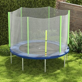 SPORTNOW Plasă Protecție Trambulină Rotundă 305cm cu 6 Stâlpi Drepti Rezistentă Negru/Verde | Aosom Romania