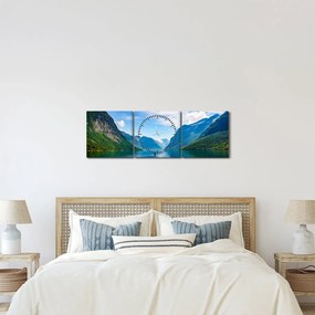 Tablou - Lacul Lovatnet (cu ceas) (90x30 cm)