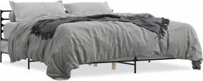 vidaXL Cadru de pat, gri sonoma, 200x200 cm, lemn prelucrat și metal