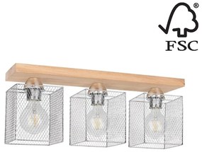 Plafonieră Spot-Light 8175374 NORMAN WOOD 3xE27/25W/230V stejar mat