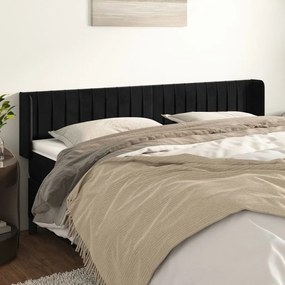 vidaXL Tăblie de pat cu aripioare negru 183x16x78/88 cm catifea