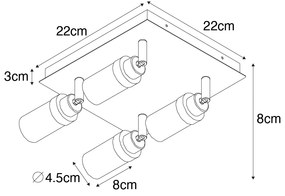 Spotlight modern pentru baie negru cu 4 lumini IP44 - Japie