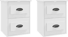 vidaXL Noptiere de perete, 2 buc., alb, 41,5x36x53cm