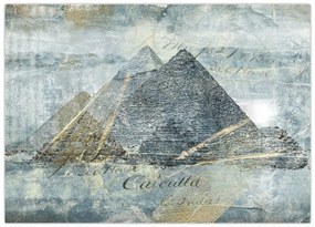 Tablou pe sticlă - Piramide în filtru albastru (70x50 cm)