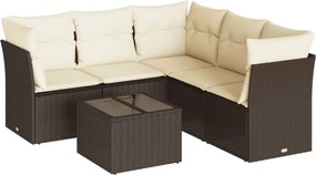 vidaXL Set canapele de grădină cu perne, 6 piese, maro, poliratan