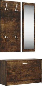 vidaXL Set pantofar 3 în 1, stejar fumuriu, lemn prelucrat