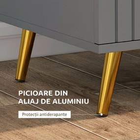 HOMCOM Comodă Modernă cu 4 Sertare, Unitate Sertar Depozitare cu Picioare din Aluminiu, 60x40x90 cm, Gri Închis