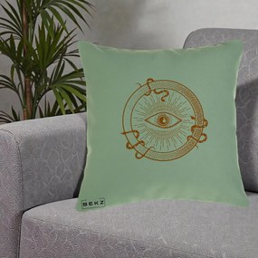 Perna Personalizata Ochiul Providentei Mistic Orange, 40x40 cm, Verde, Husa Detasabila, Perna Inclusa, BEKZ®