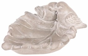 Alimentator de păsări din beton Frunză, gri , 21 x17 x 9 cm