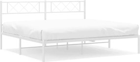 vidaXL Cadru de pat metalic cu tăblie, alb, 193x203 cm