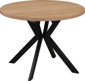 Masă extensibilă de sufragerie, stejar deschis/negru, 100-250x75,5 cm, LUKOS