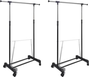 vidaXL Cuiere de haine reglabile, 2 buc., 1 bară suspendată