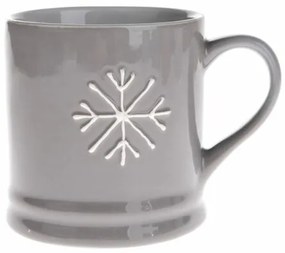 Cană de Crăciun din ceramică Snowflake, 420 ml,gri