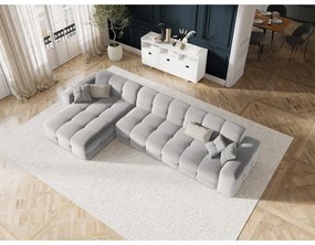 Colțar gri deschis cu tapițerie din catifea (pe partea stângă) Kendal – Micadoni Home