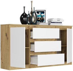 Comoda spațioasă R-140-S3 - diferite variante de culoare artisan mix alb