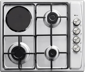 Plita incorporabila Zilan ZLN1918 GPL si Gaz natural 58x50 cm, 3 ochiuri, 1 ochi electric, duze de schimb incluse, aprindere electrica, Inox