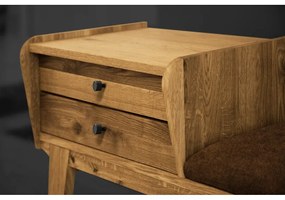 Bancă cu sertare din lemn de stejar cu șezut portocaliu Retro - The Beds