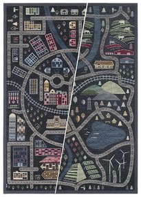 Covor cu 2 fețe Narma Ülejõe, 140 x 200 cm, negru