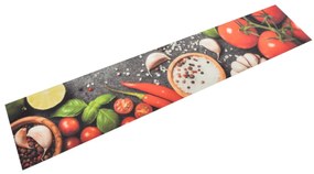 vidaXL Covor de bucătărie lavabil, 60x300 cm, catifea, model legume