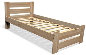 Expedo Pat din lemn masiv STUDY + somieră GRATIS, 90x200cm, natural/lac nu