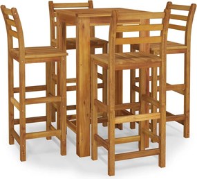 vidaXL Set bar de grădină, 5 piese, lemn masiv de acacia
