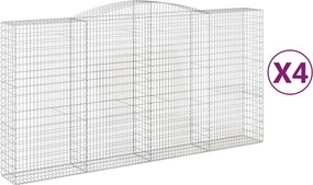 vidaXL Coșuri gabion arcuite, 4 buc 400x50x200/220 cm, fier galvanizat