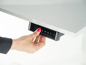 Viva Upgrade Pro 2.0, Birou reglabil cu blat lemn masiv, trecere cabluri, desk pad - Negru