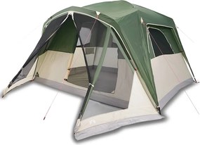 vidaXL Cort de familie cu verandă 6 persoane, verde, impermeabil