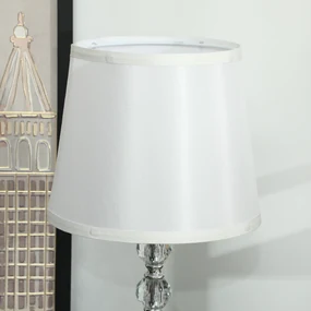 HOMCOM Lampă de Masă cu Buton și Port USB, Lampă Modernă din Metal, Sticlă și Poliester, Ø23x45 cm, Argintiu | Aosom Romania