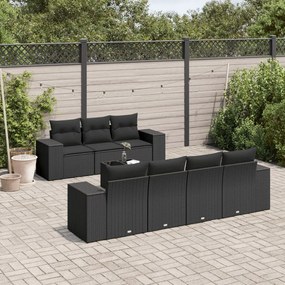 3254662 vidaXL Set mobilier de grădină cu perne, 8 piese, negru, poliratan