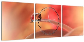 Tablou picăturii de rouă pe floare (cu ceas) (90x30 cm)