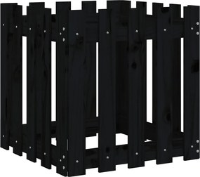 vidaXL Jardinieră grădină design gard negru 50x50x50 cm lemn masiv pin