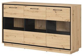 Vitrină Pont KOM3W (Stejar artisan + Negru mat). 1063040