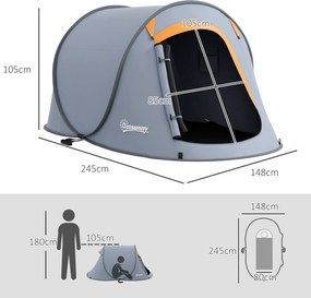 Outsunny Cort de Camping Pop-Up Impermeabil cu Geantă de Transport Gri | Aosom Romania
