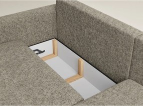 Colțar maro extensibil/cu spațiu de depozitare cu tapițerie din chenille (cu colț pe partea dreaptă/cu șezlong) Leon – Maison de Rêve